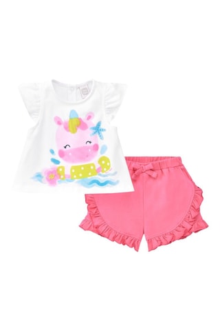 T-shirt en short Over the Rainbow - Wit en roze