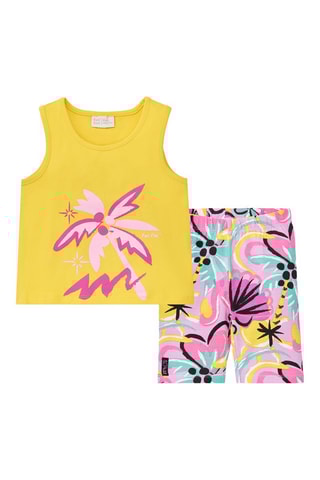 Hemd en Wielrenbroekje Flamingo Mood - Geel en roze