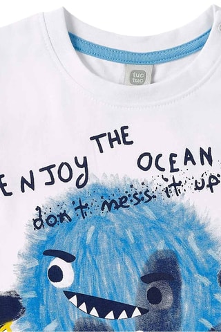 T-shirt Ocean Wonders - Wit en blauw