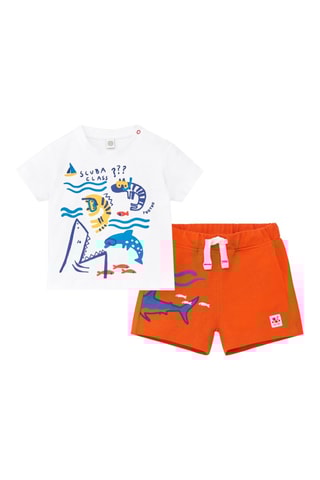 T-shirt en short Salty Air - Wit en oranje