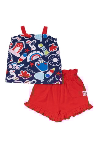 Hemd en Short Beach Day - Rood en blauw