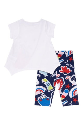 T-shirt en Legging Beach Day - Wit en blauw