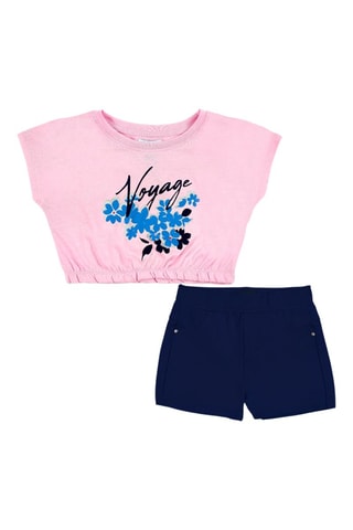 T-shirt en Short Carnet de Voyage - Blauw en roze