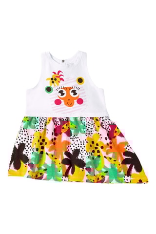 Jurk met trompe-l'oeil Banana Records - Wit, geel en oranje