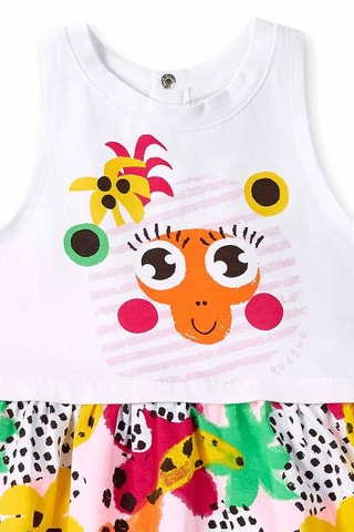 Jurk met trompe-l'oeil Banana Records - Wit, geel en oranje