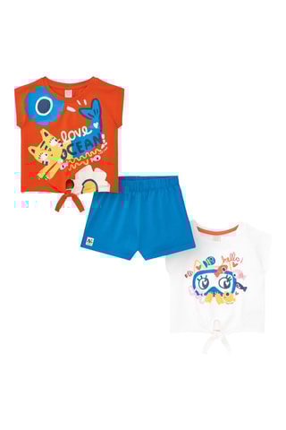 2 geknoopte T-shirts en Short Salty Air - Oranje