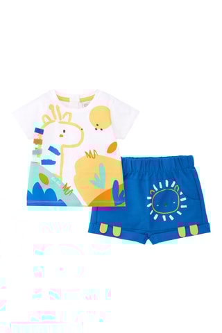 T-shirt en short Animal Life - Wit en blauw