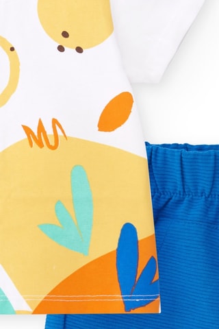 T-shirt en short Animal Life - Wit en blauw