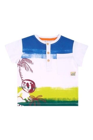 T-shirt Eco  Safari - Wit en blauw