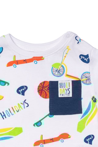 T-shirt Holidays - Wit en blauw