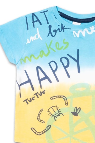 T-shirt Tie and Dye Tiny Critters - Blauw en geel