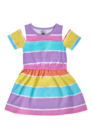 Jurk met trompe-l'oeil Paradiso Beach - Paars en roze