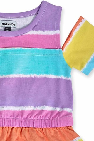 Jurk met trompe-l'oeil Paradiso Beach - Paars en roze