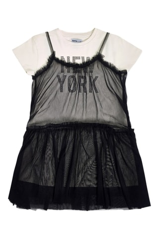 Tule Jurk met trompe-l’oeil One Day In Nyc - Wit