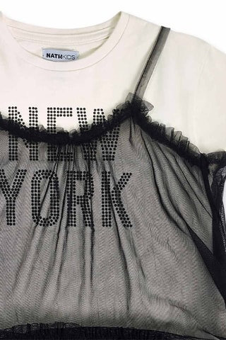 Tule Jurk met trompe-l’oeil One Day In Nyc - Wit