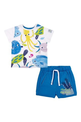 T-shirt en Short Ocean Wonders - Wit en blauw