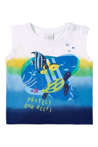 T-shirt met tie and dye Ocean Wonders - Blauw en groen