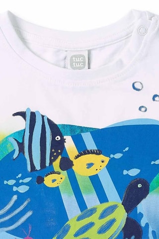 T-shirt met tie and dye Ocean Wonders - Blauw en groen