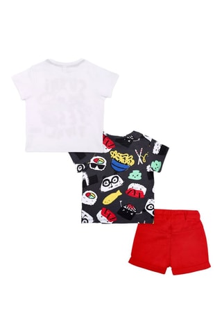 2 T-shirts en Short Hey Sushi - Wit, rood en grijs