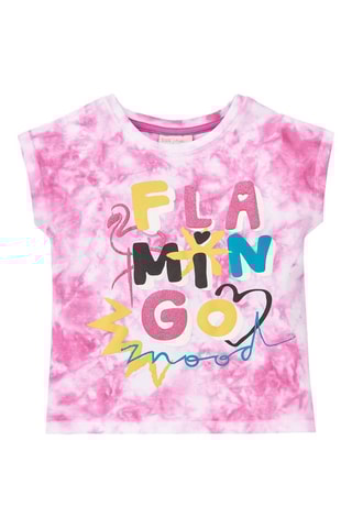 T-shirt Tie and Dye Flamingo Mood - Roze