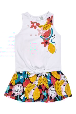 Jurk met trompe-l’oeil Juicy - Wit