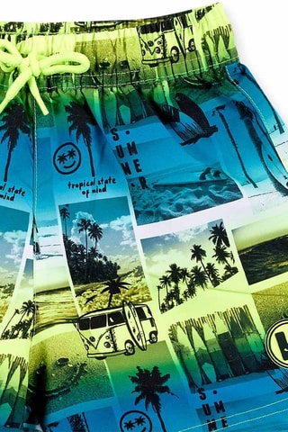 Boardshort Tenerife Surf - Blauw en geel