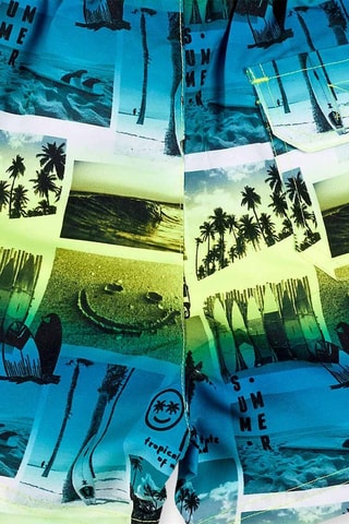 Boardshort Tenerife Surf - Blauw en geel