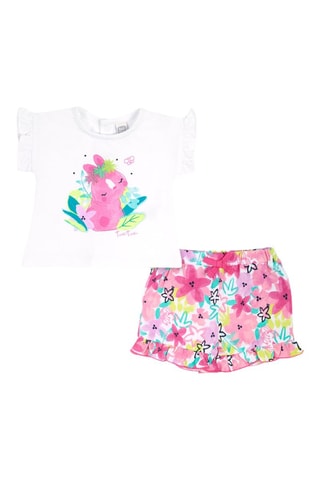 T-shirt en Short Time To Plant - Wit en roze