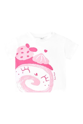 T-shirt Creamy ice - Wit en roze