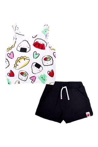 T-shirt en Short Hey Sushi - Wit en zwart