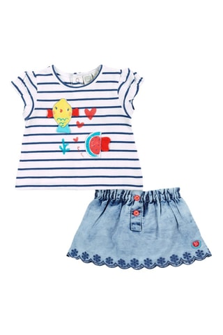 T-shirt en Spijkerrok Fruiti - Wit en blauw