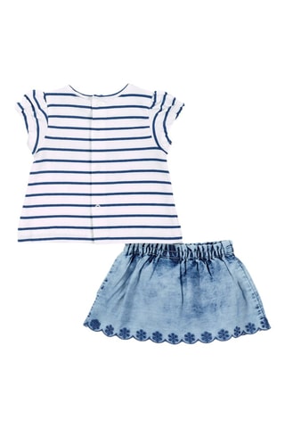 T-shirt en Spijkerrok Fruiti - Wit en blauw