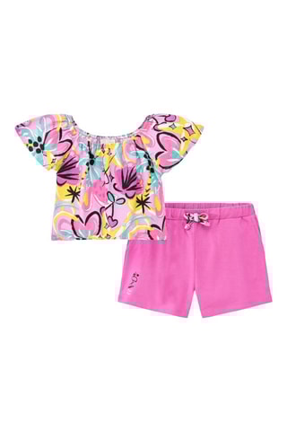 T-shirt en Short Flamingo Mood - Blauw en roze