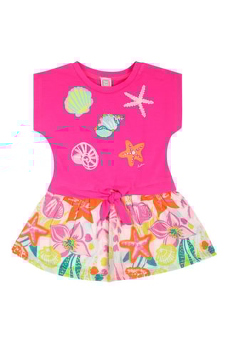 Jurk met trompe-l’oeil Seashell - Roze