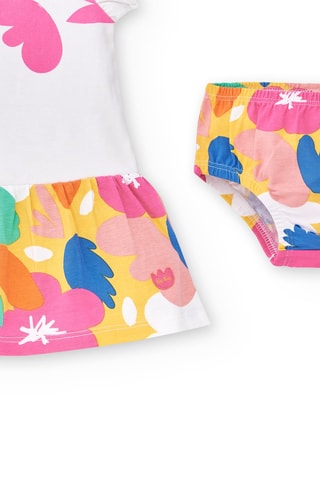 Jurk en Bloomer Animal Life - Wit en roze