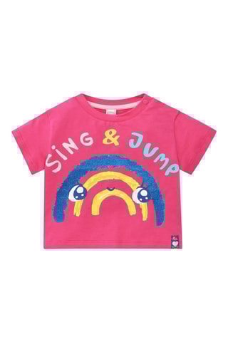 T-shirt Run Sing Jump - Roze