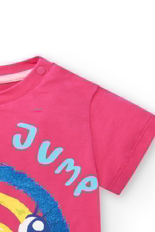 T-shirt Run Sing Jump - Roze