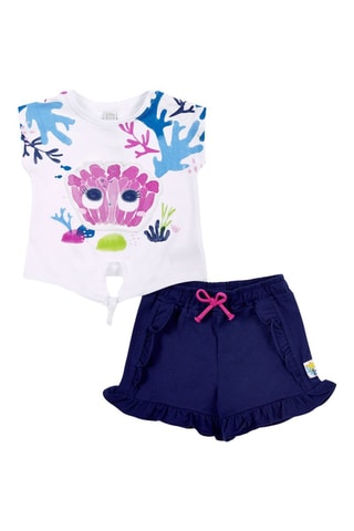 T-shirt en Short Ocean Wonders - Wit en blauw