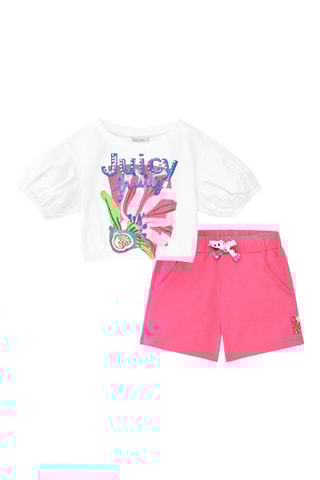 T-shirt en Short Acid Bloom - Wit en roze
