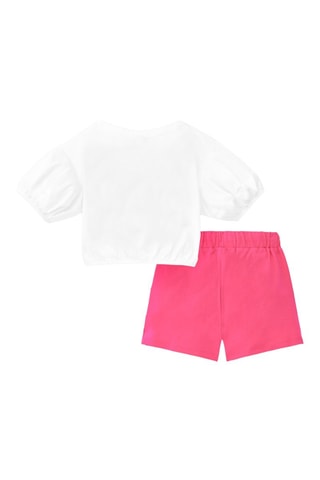 T-shirt en Short Acid Bloom - Wit en roze