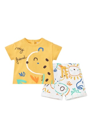 T-shirt en short Animal Life - Geel