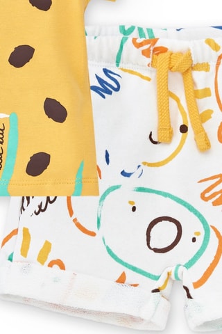 T-shirt en short Animal Life - Geel