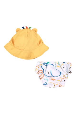 Bobhoedje en Zwemslip Animal Life - Wit en geel