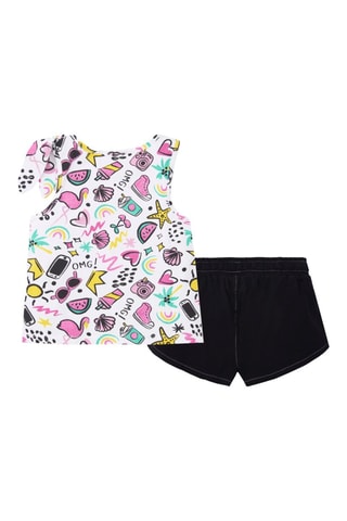 Hemd en Short Flamingo Mood - Wit en zwart