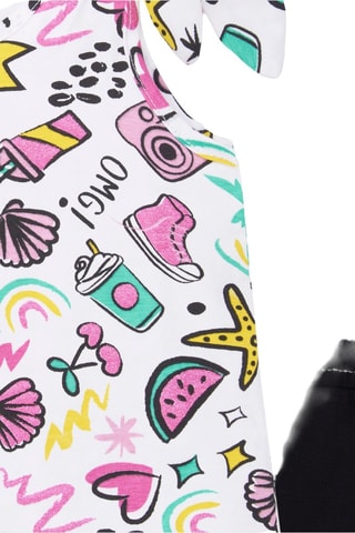 Hemd en Short Flamingo Mood - Wit en zwart