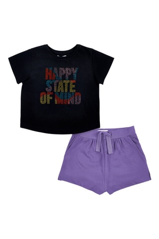 T-shirt en Short Summer Vibes - Zwart en paars