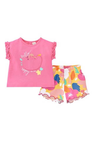 T-shirt en short Animal Life - Roze
