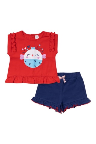 T-shirt en Short Blub - Rood en blauw