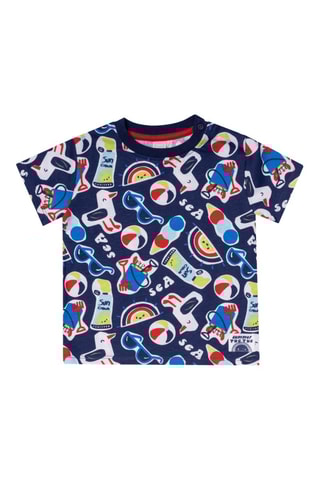 T-shirt Beach Day - Wit en blauw