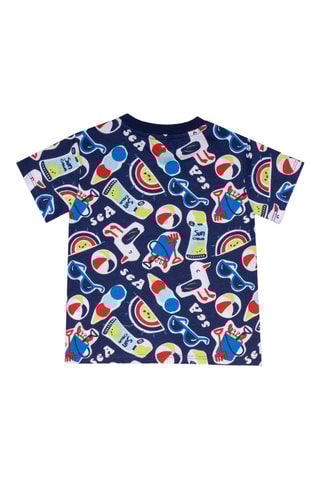 T-shirt Beach Day - Wit en blauw